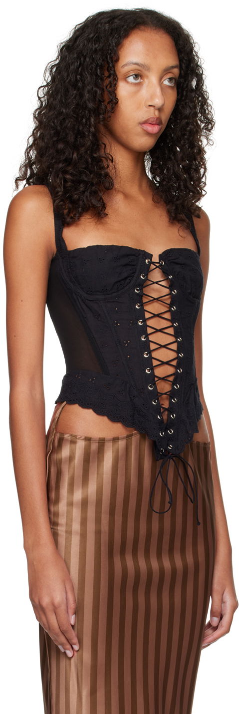 боди Miaou Miaou Deville Lace-Up Corset Top Черно | 7034CEONY, 1