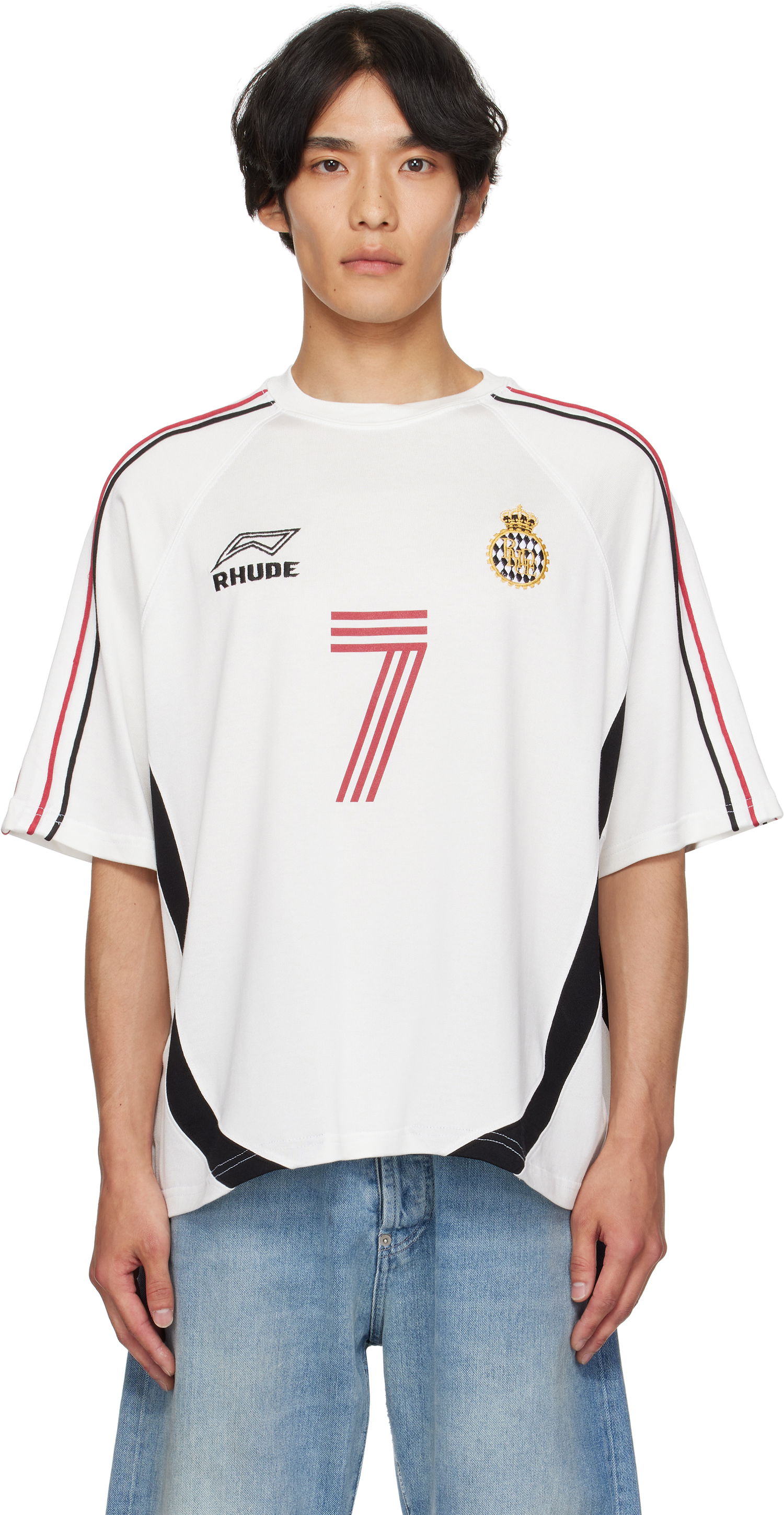 Тениска Rhude Rhude Lundun Soccer Jersey T-Shirt Бяло | RHPF25TT02729, 0