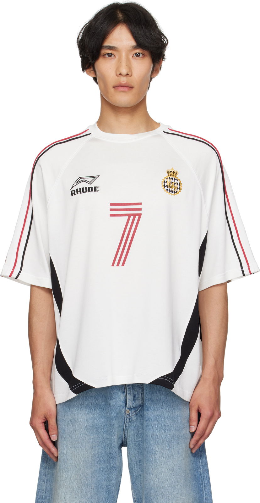 Тениска Rhude Rhude Lundun Soccer Jersey T-Shirt Бяло | RHPF25TT02729