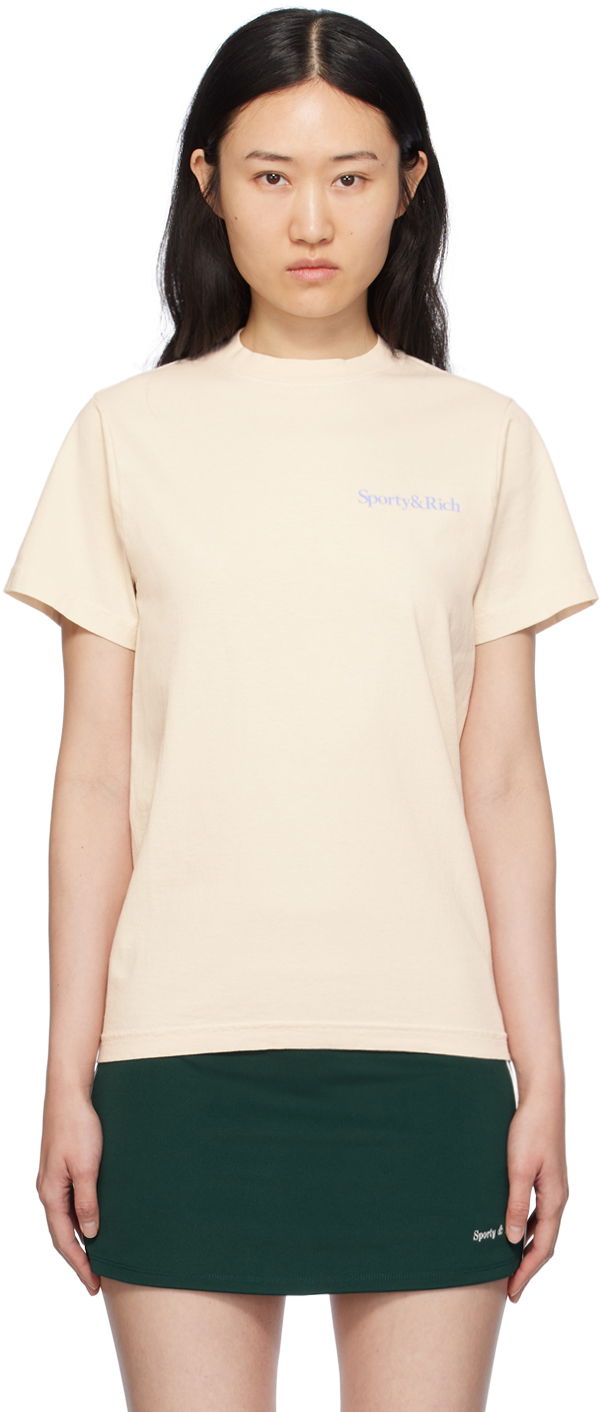 Тениска Sporty & Rich 'Drink More Water' T-Shirt Бежово | TSAW2372CR, 0