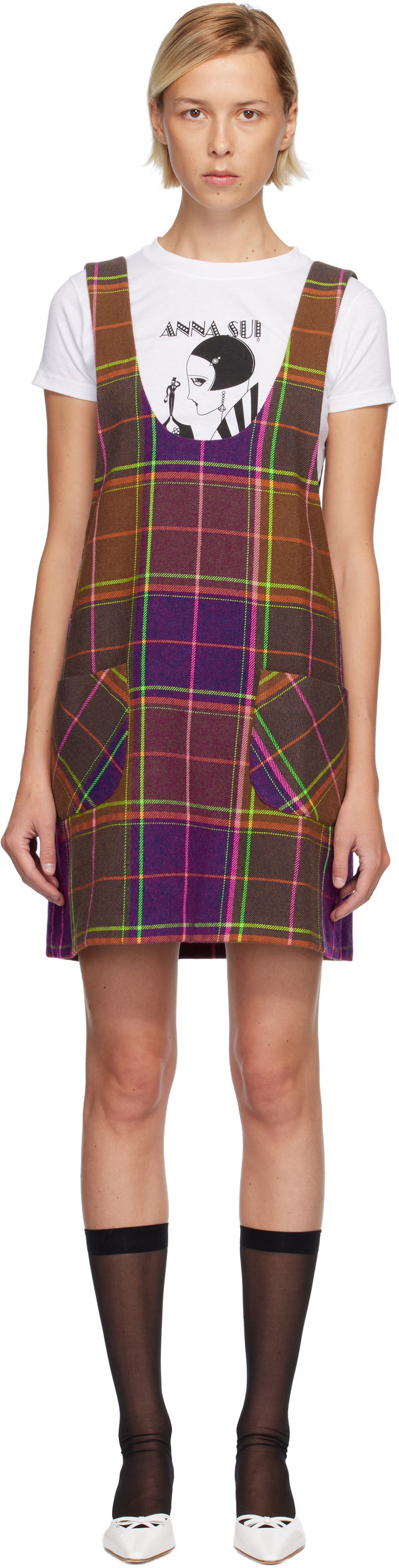 Anna Sui Plaid Jumper Minidress
