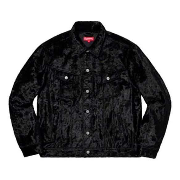 Яке Supreme Fuzzy Pile Trucker Jacket by Supreme Черно | SUP-SS19-166