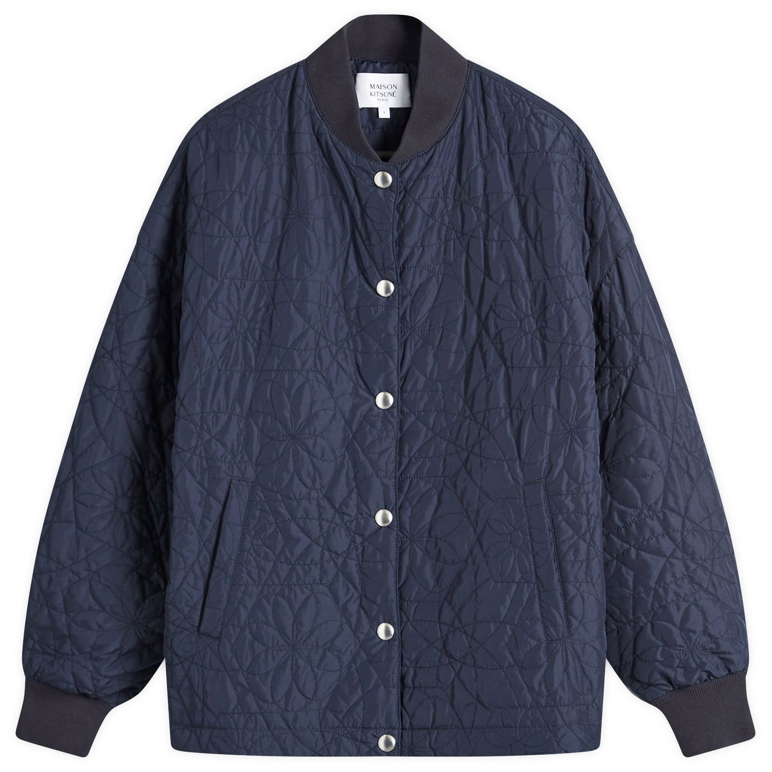 Риза MAISON KITSUNÉ Quilted Shirt Large Тъмно синьо | NW02103WQ4036-P480, 0