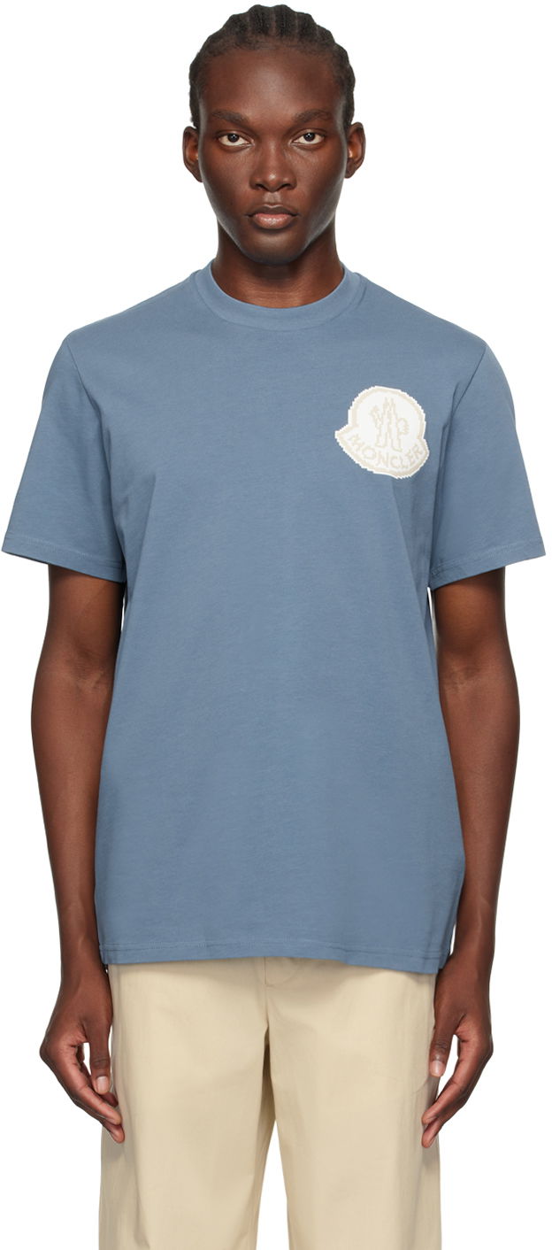 Тениска Moncler Blue Logo T-Shirt Синьо | J20918C0000483927, 0