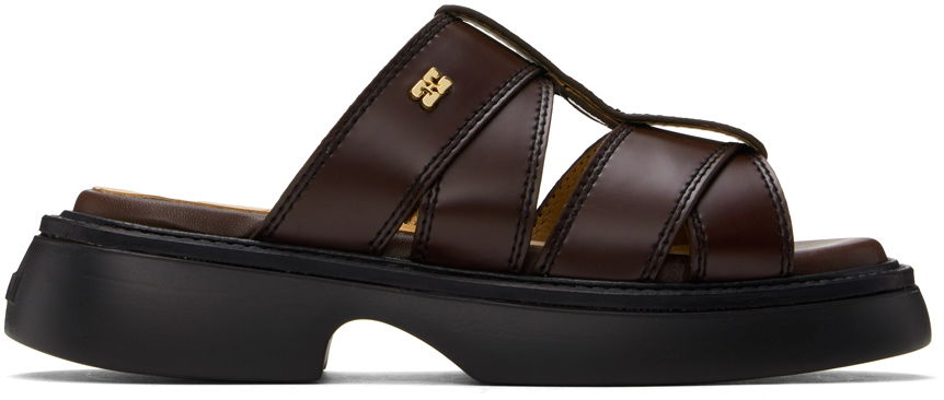 Кецове и обувки GANNI Mule Platform Sandals Кафяво | S2624, 0
