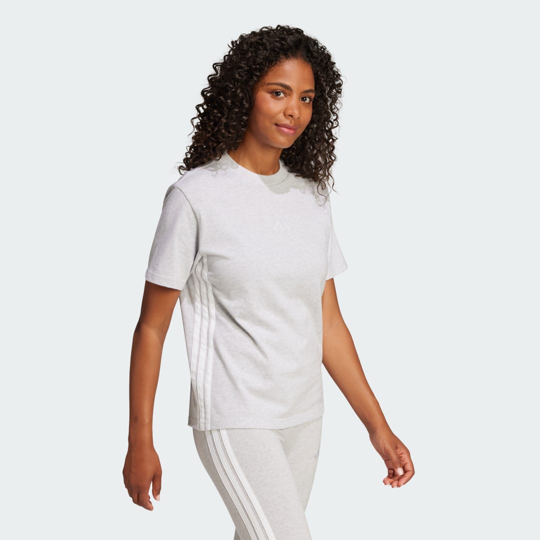 Тениска adidas Performance 3-Stripes Cotton Tee Сиво | JE1233, 1