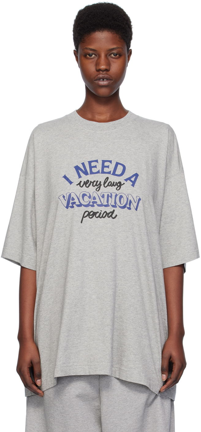 Тениска VETEMENTS 'I Need A Vacation' T-Shirt Сиво | UE64TR320G