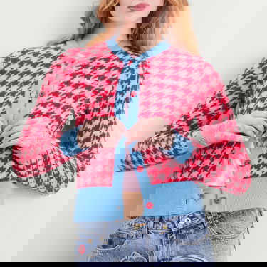 Пуловер BBC IceCream Houndstooth Knit Cardigan Розово | ICWW25307-PNK, 5
