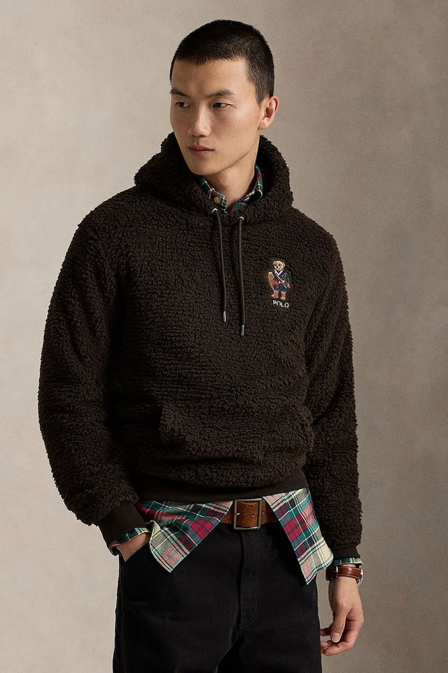 Fleece Hoodie with Polo Bear Appliqué