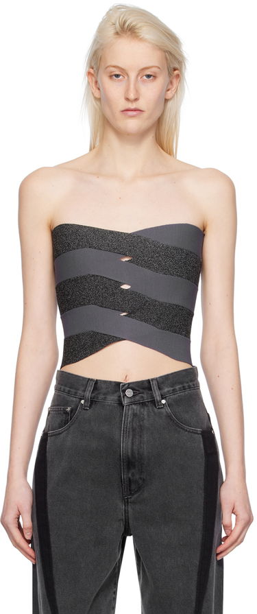 Потник Dion Lee Reflective Interlocking Weave Bustier Top Сиво | A7798PS24, 0