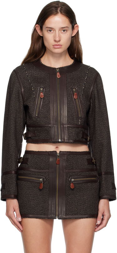 Яке R13 R13 Stitch Detail Cropped Crewneck Jacket Кафяво | R13WR449-R567A, 0