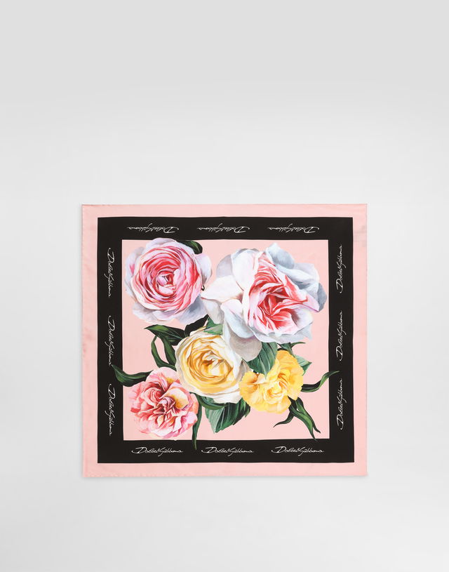 Dolce & Gabbana Rose and Peony Print Silk Twill Square Scarf