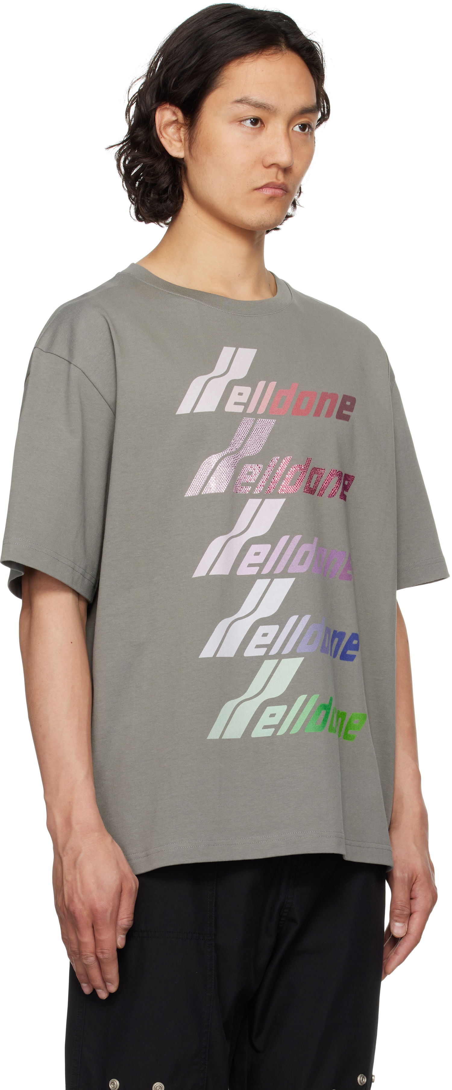 Тениска We11done We11done Multi-Logo T-Shirt Сиво | WD-TT1-25-764-U-GY, 1