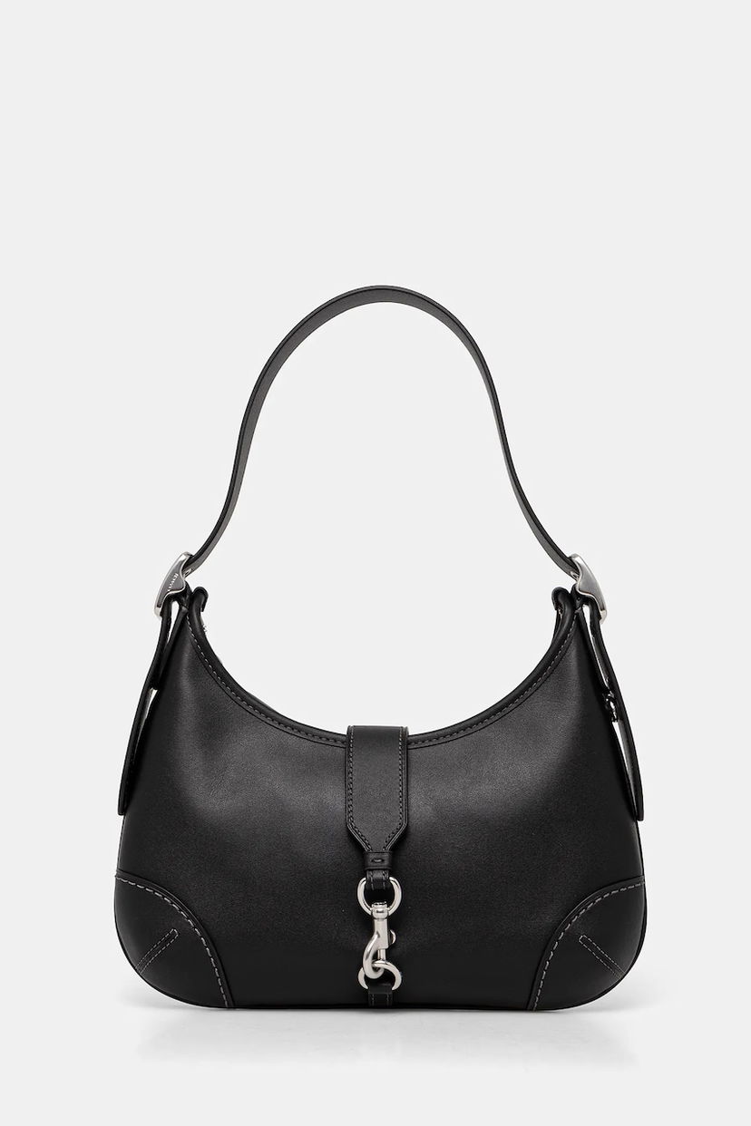 Чанта през рамо Coach Hamptons Leather Buckle Shoulder Bag Черно | CW642