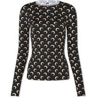 Тениска Marine Serre Regenerated Moon Jersey Second Skin Top Черно | WTO068-IT99, 1