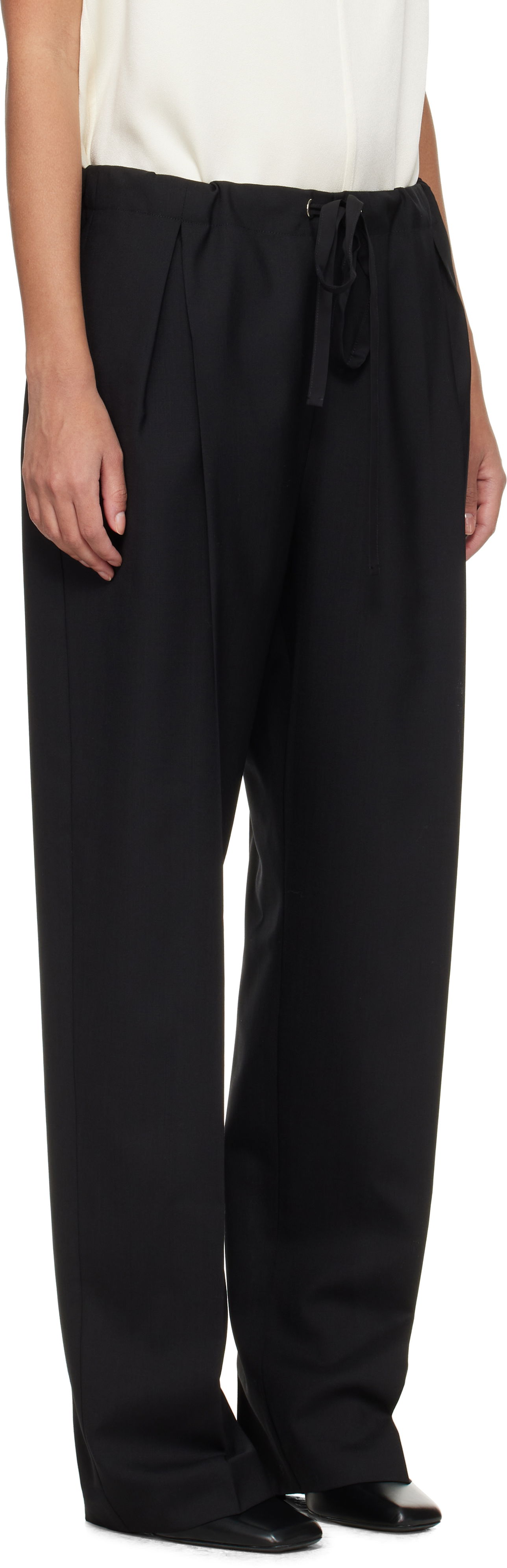Панталони Khaite Khaite Trenton Drawstring Pleated Trousers Черно | 3160575, 1