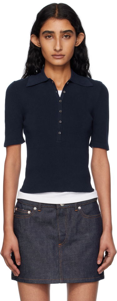 Поло тениска A.P.C. A.P.C. Joelle Knit Polo Тъмно синьо | COGDK-F23421, 0