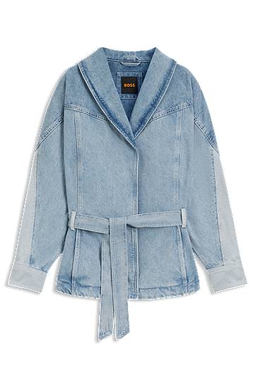 Яке BOSS Denim Peplum Jacket with Belt Синьо | 50554678, 0