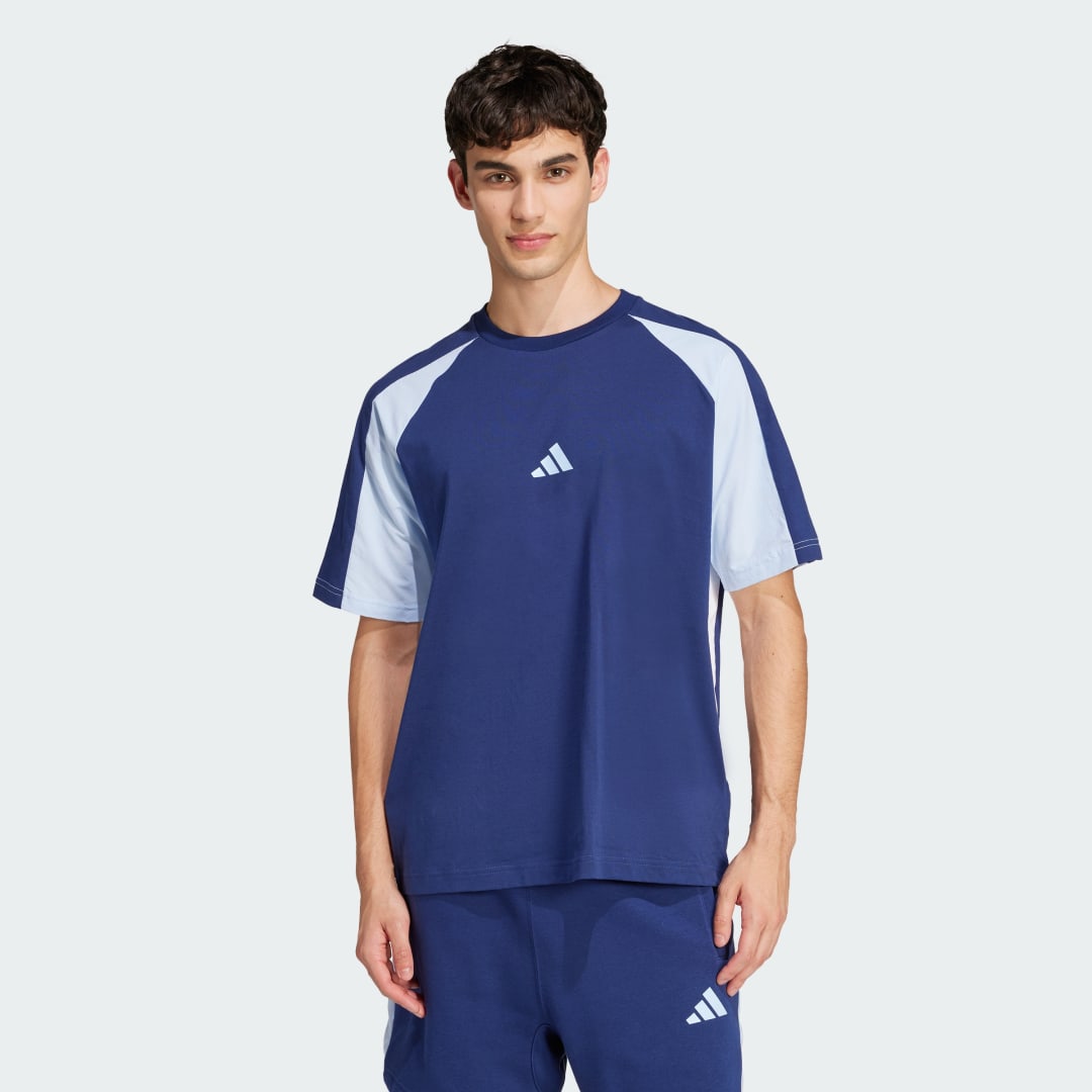 Тениска adidas Performance Seasonal Essentials Colorblock T-Shirt Синьо | JD8058, 0