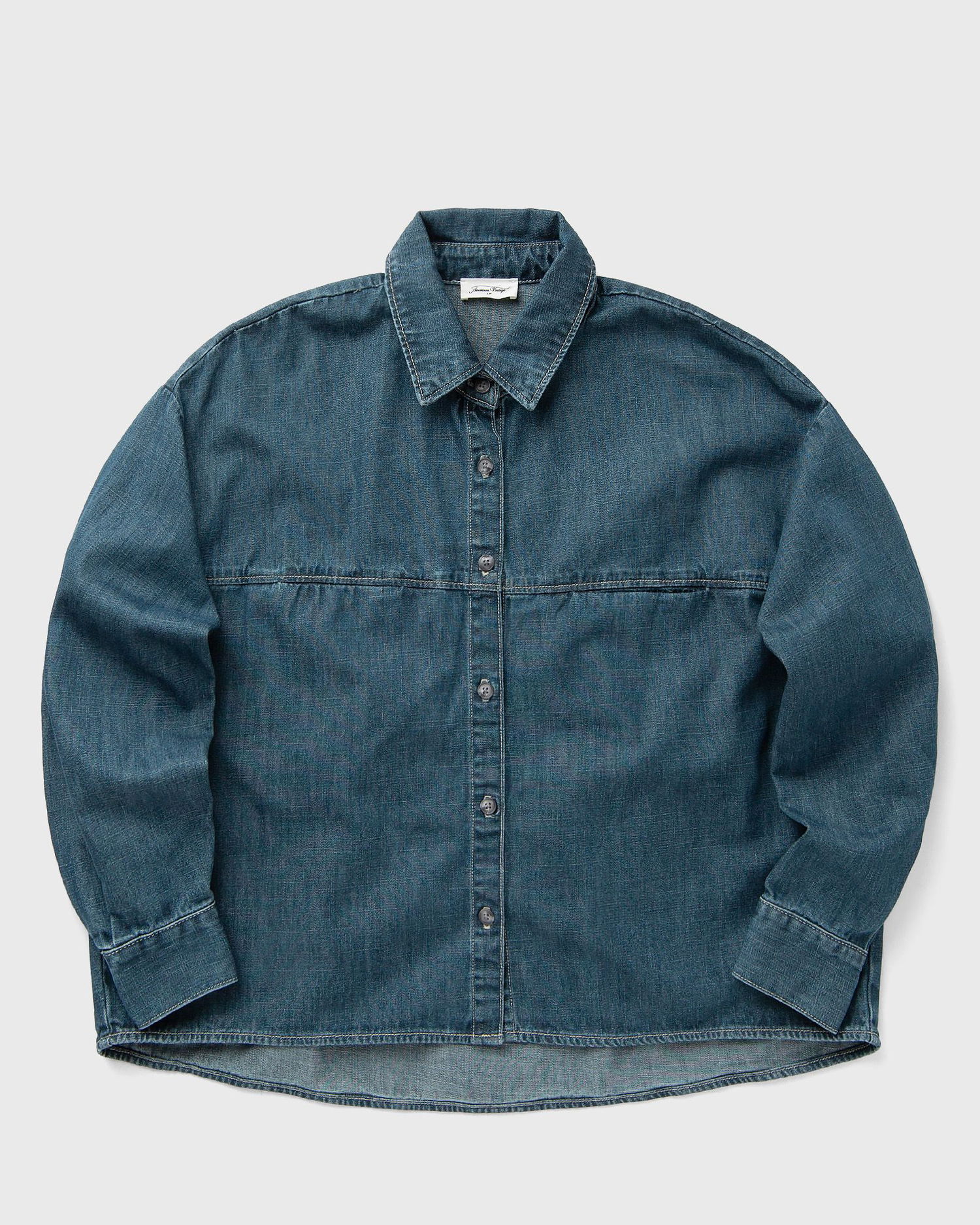 Риза American Vintage American Vintage OZYR Denim Shirt Синьо | OZY06AE25-MEDIUM-GREEN-CAST, 0