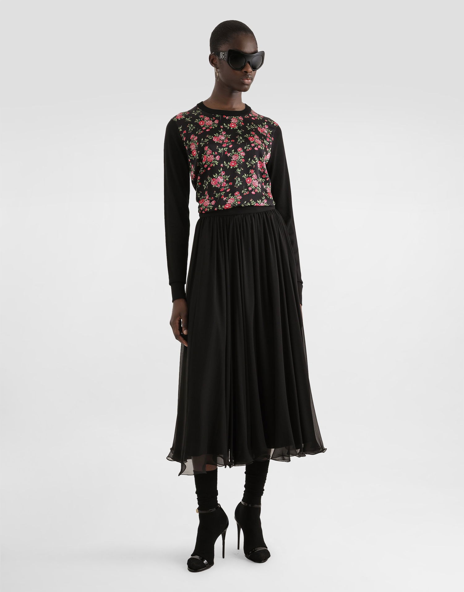 Пуловер Dolce & Gabbana Small Rose Bouquets-print Silk And Satin Pullover Многоцветен | FXX31TJBSOPHN5XP, 1