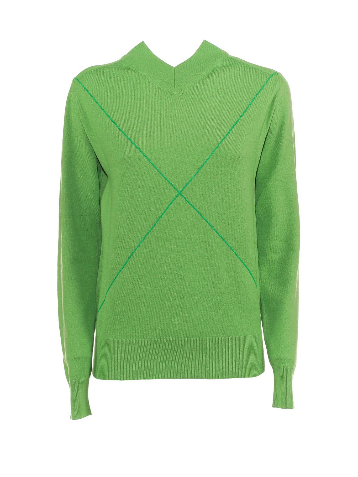 Пуловер Bottega Veneta V-Neck Sweater Зелено | 699588V1Z103232, 0