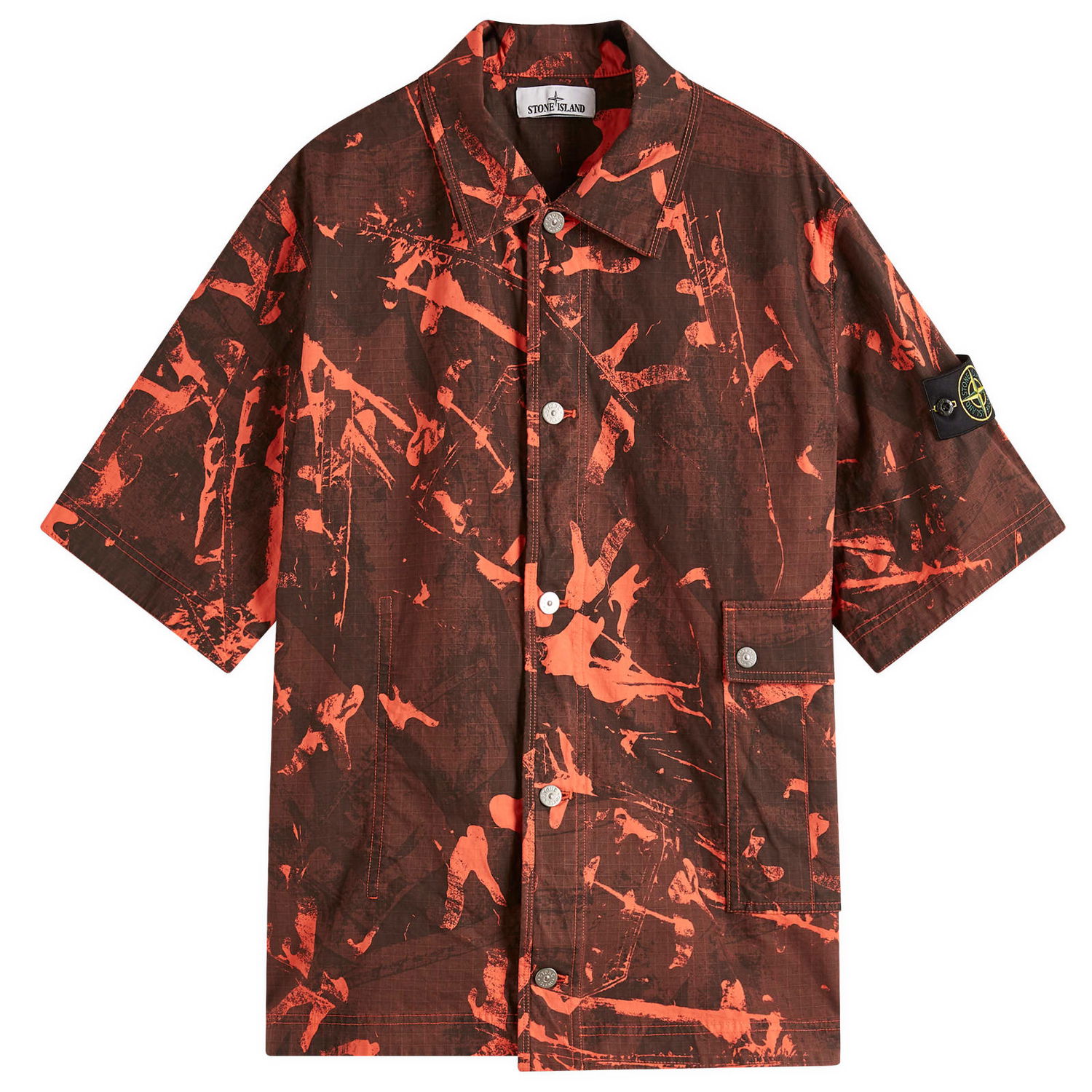 Риза Stone Island Stone Island Scan Camo Ripstop-OVD Short Sleeve Shirt, Size Large Оранжево
 | K1S151100012-V0029, 1