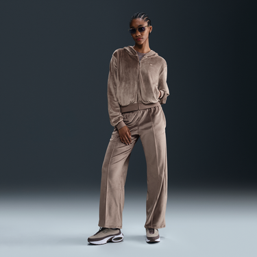 Суитчър Nike Nike Sportswear Chill Knit Velour Full-Zip Hoodie Кафяво | HJ0954-233, 3