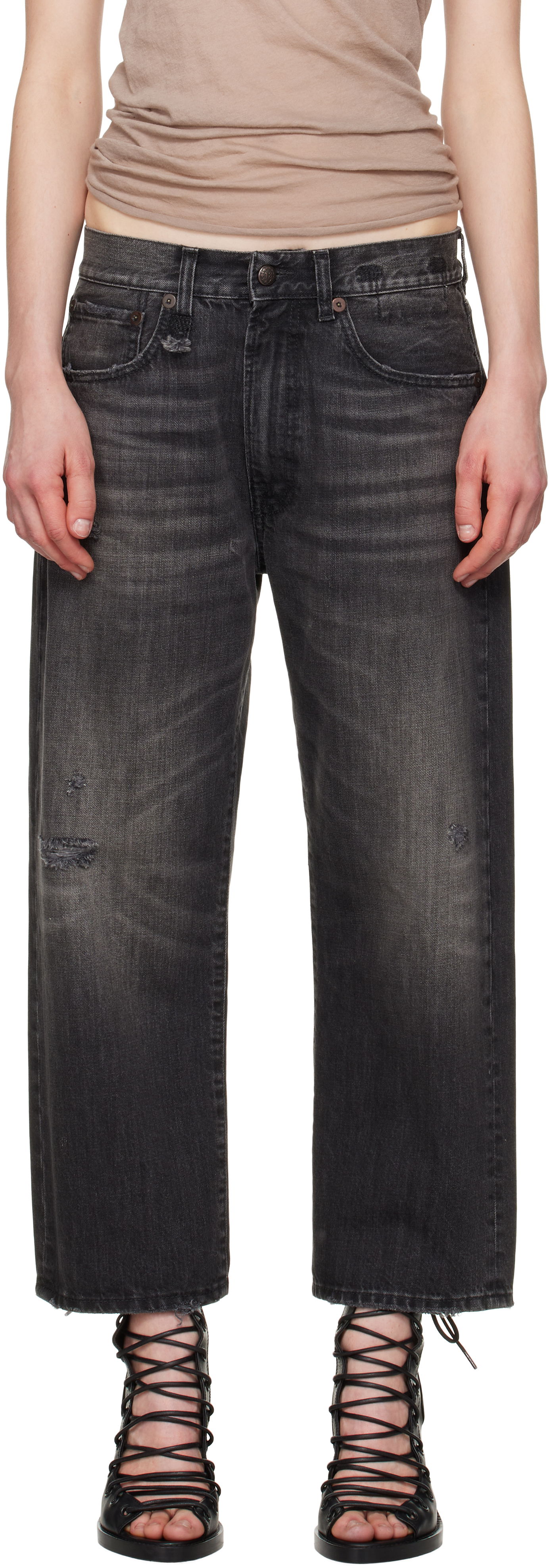 Дънки R13 R13 X-Boyfriend Distressed Jeans Черно | R13WD211-D284A, 0