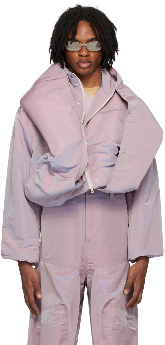 Пухо яке Y/PROJECT Purple Snap Off Puffer Jacket Лилаво | 103JA001, 0