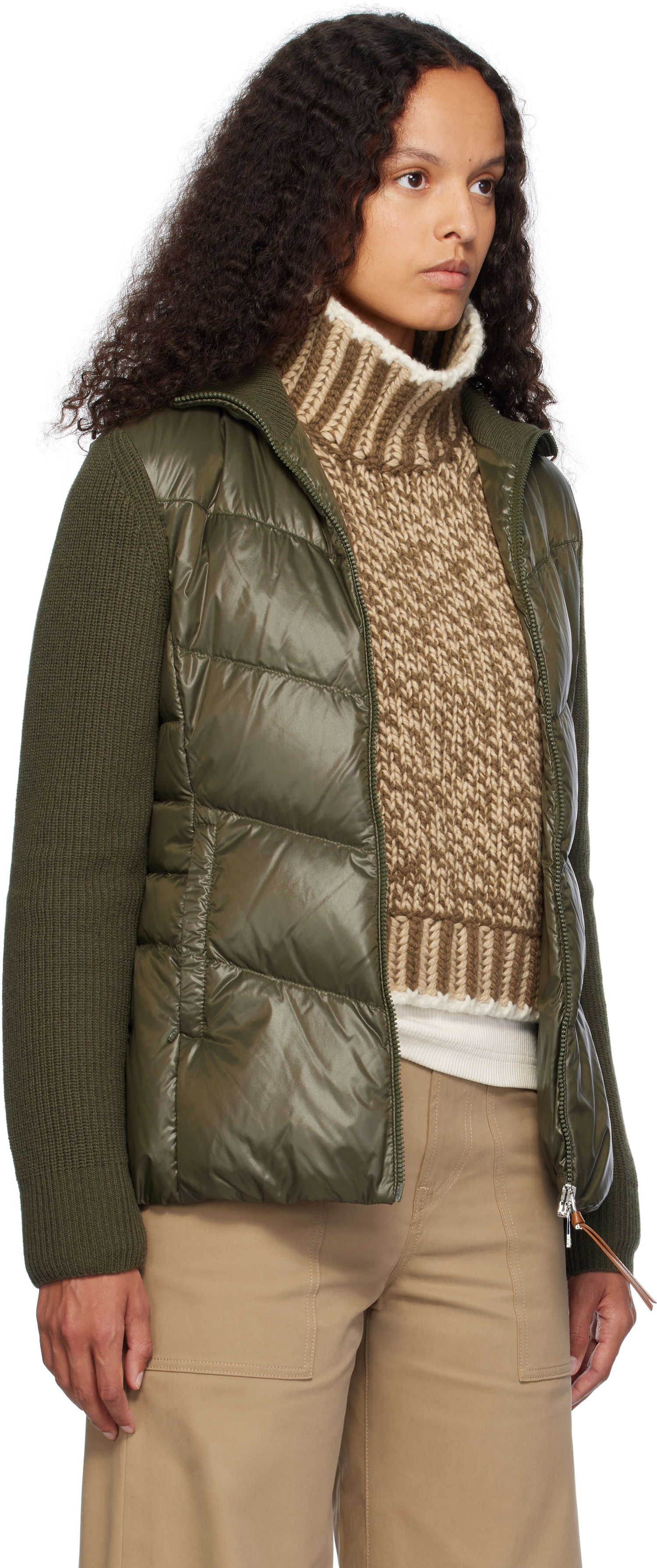 Пухо яке Moncler Moncler Padded Wool Zip-Up Down Cardigan Зелено | J20939B00041M1241, 1