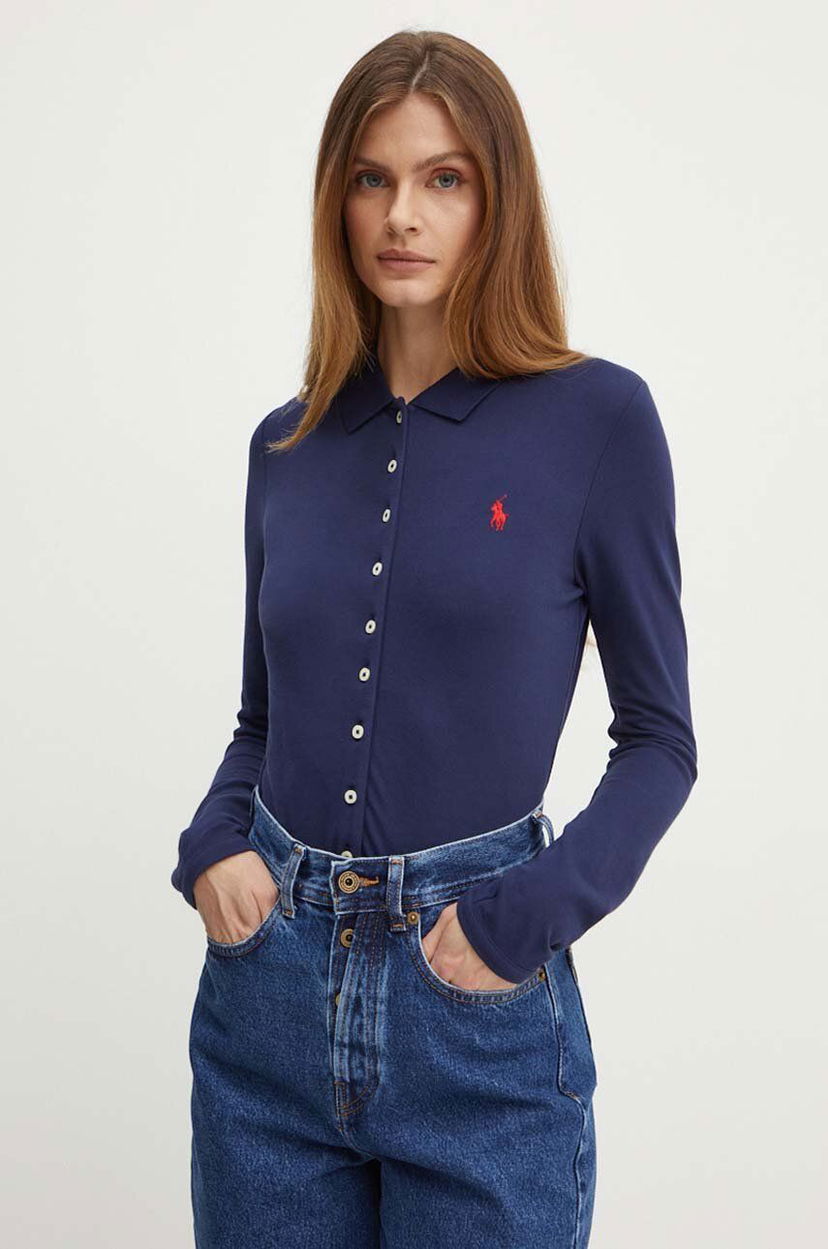 Поло тениска Polo by Ralph Lauren Slim Polo Shirt Синьо | 211941176