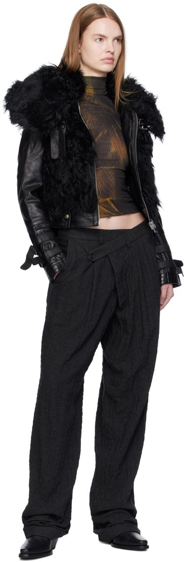 Панталони R13 R13 Tripe Pleat Crossover Trousers Черно | R13W7516-R580A, 3