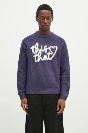 Пуловер thisisneverthat thisisneverthat Heart Logo Knit Sweater Лилаво | TN243KKNPK11, 0