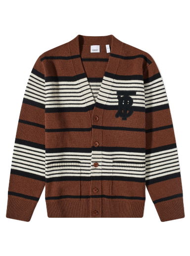 Пуловер Burberry Triple Stripe TB Cardigan Кафяво | 8067890