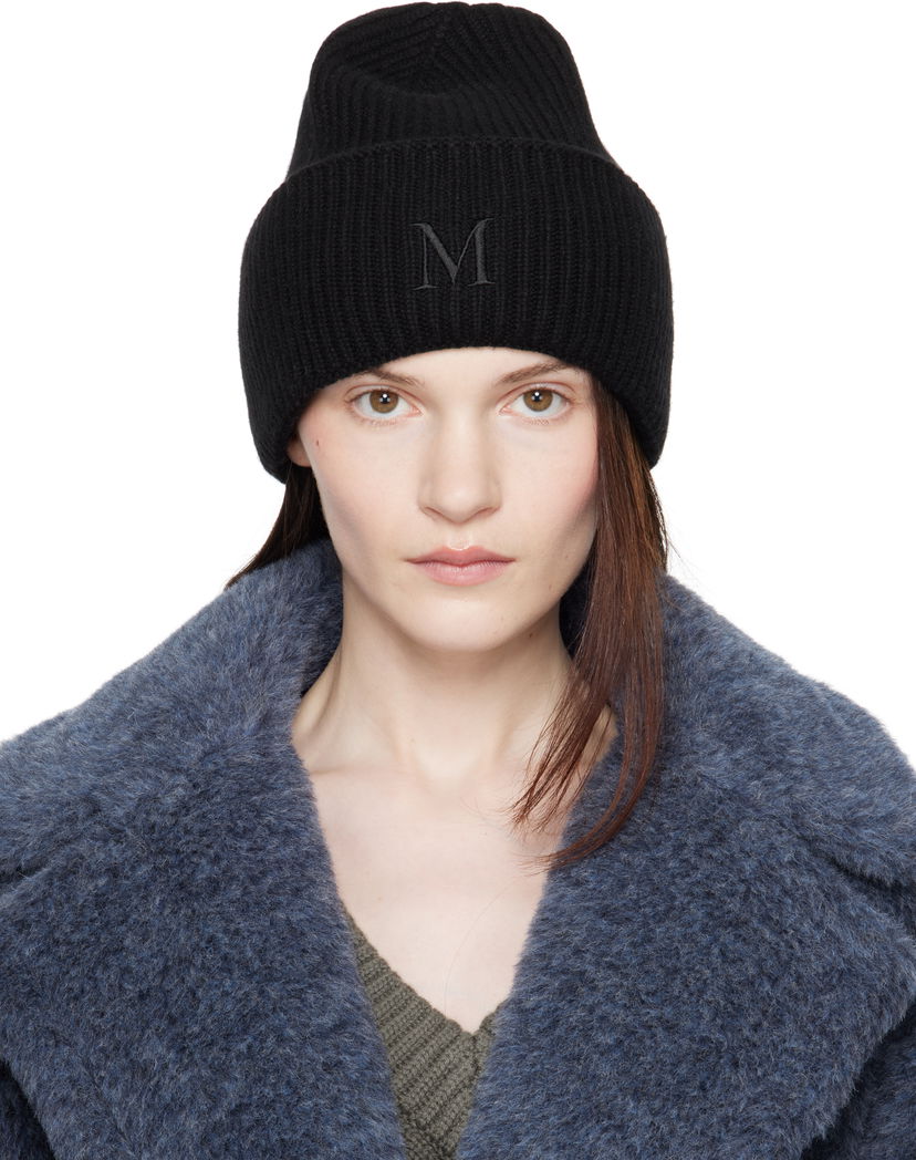 Шапка Max Mara Max Mara Embroidered Logo Beanie Черно | 2424576022600 MM02257