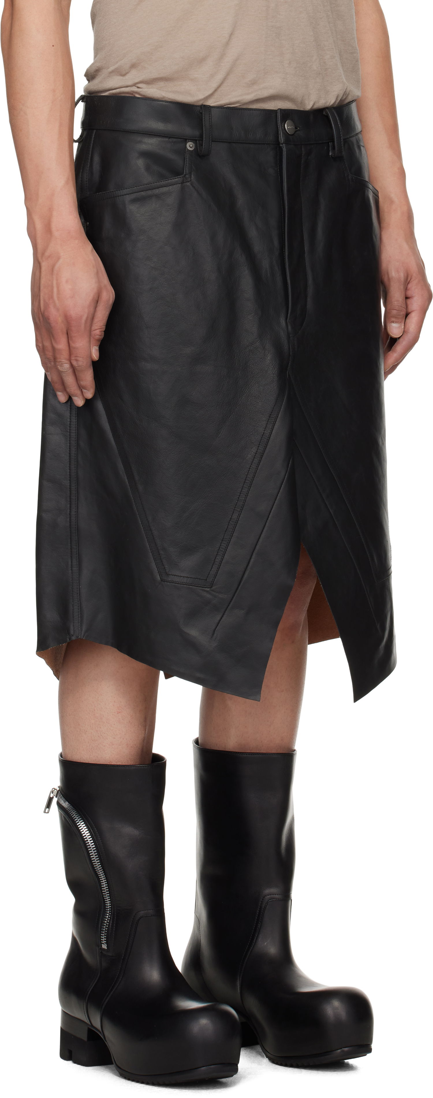 Пола Rick Owens Rick Owens Hollywood Leather Skirt Черно | RU01E5345 LTP, 1