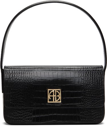 Дамска чанта Anine Bing Crocodile Embossed Leather Shoulder Bag Черно | A-13-10232-010, 0