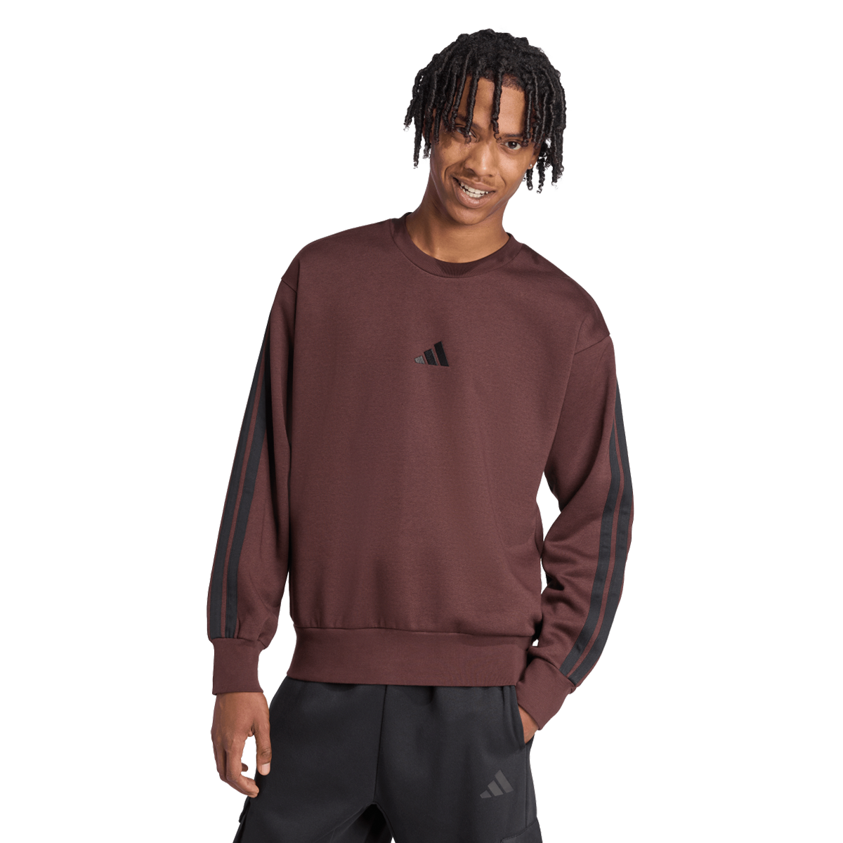 Суитчър adidas Originals 3-Stripes Fleece Sweatshirt Кафяво | JX0742, 0