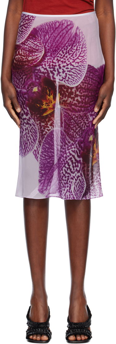 Пола Dries Van Noten Dries Van Noten Floral Print Silk Midi Skirt Лилаво | 251-010804-1226, 0