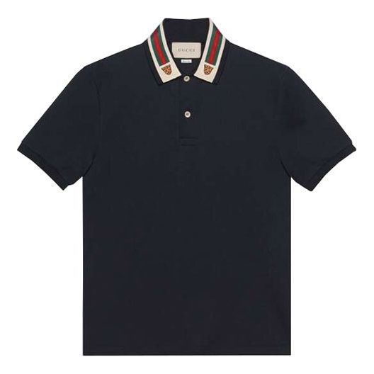 Поло тениска Gucci Short Sleeve Stripe Polo Тъмно синьо | 545714-XJAGU-4685