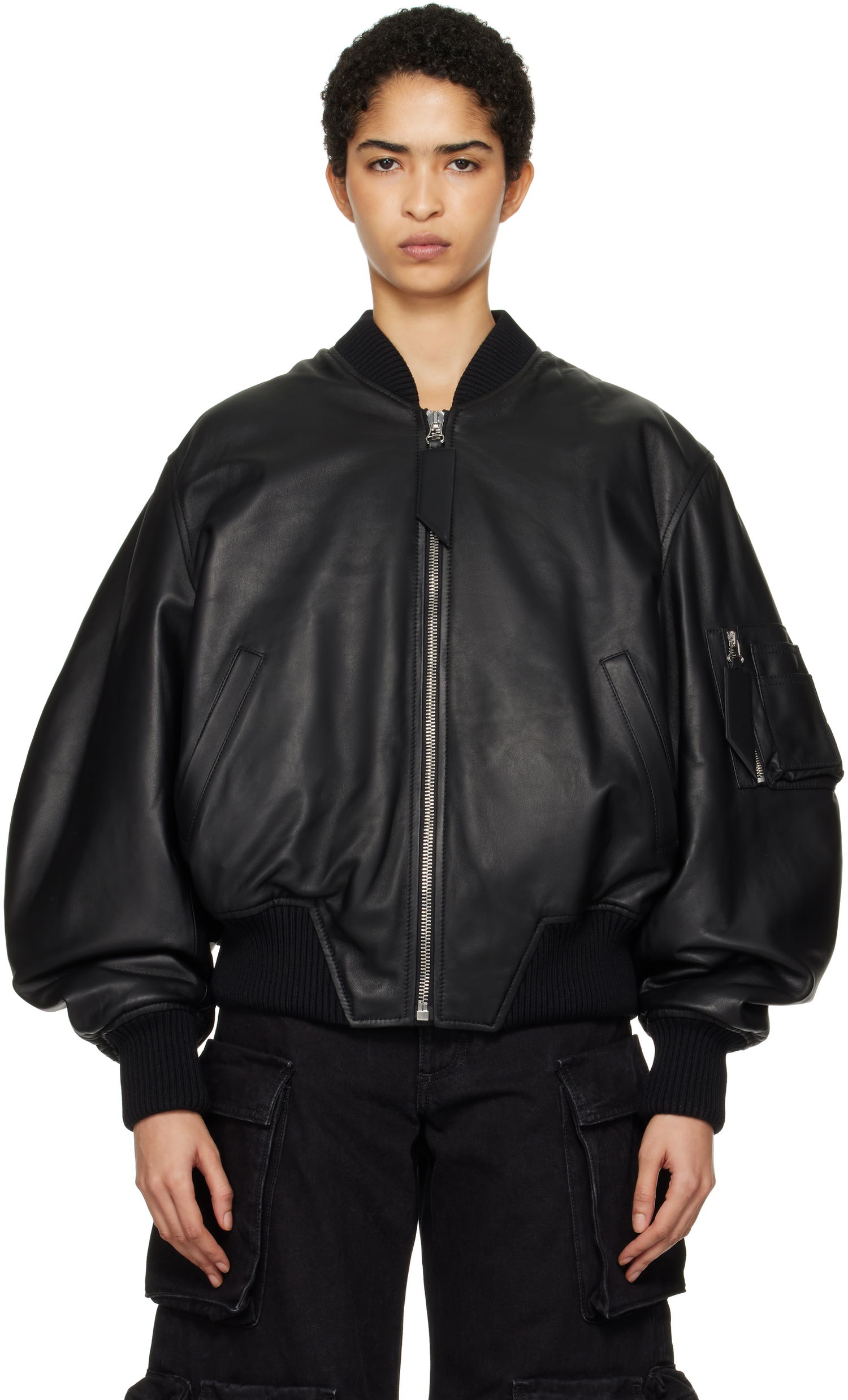 Яке бомбър The Attico The Attico Anja Leather Bomber Jacket Черно | 250WCB00004 LBT128AA, 0