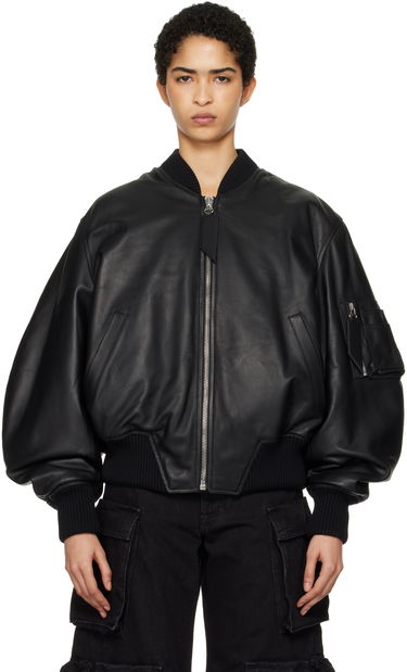 Яке бомбър The Attico The Attico Anja Leather Bomber Jacket Черно | 250WCB00004 LBT128AA, 0
