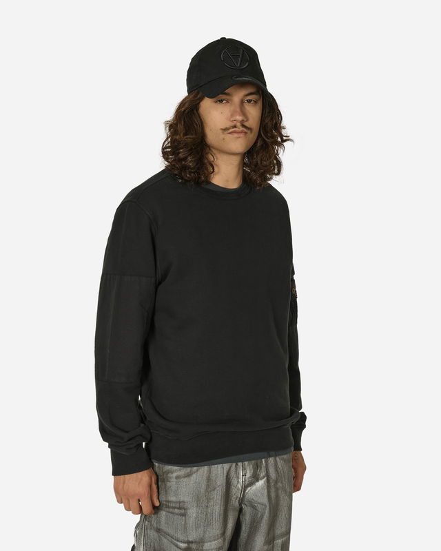 Arm Pocket Crewneck Sweatshirt Black