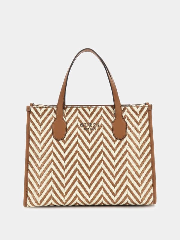 Дамска чанта GUESS Silvana Raffia Handbag Бежово | HWCV8665220, 0