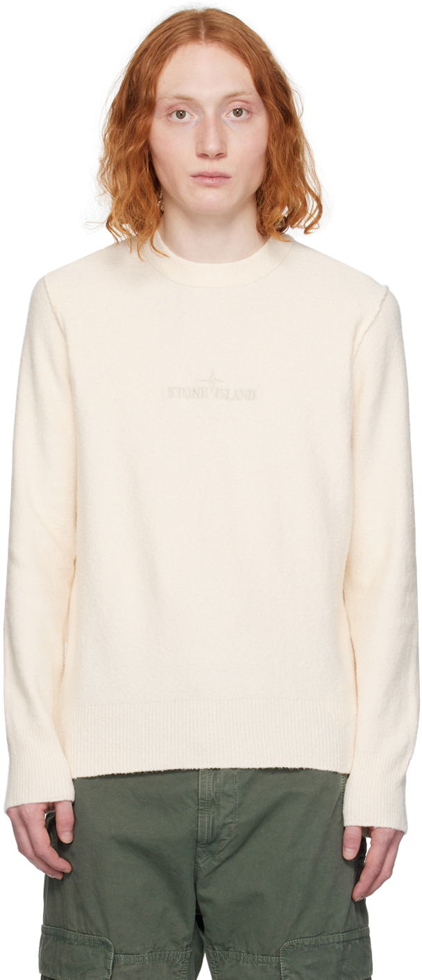 Пуловер Stone Island Embroidered Sweater "Off-White" Бежово | 8015534D2, 0