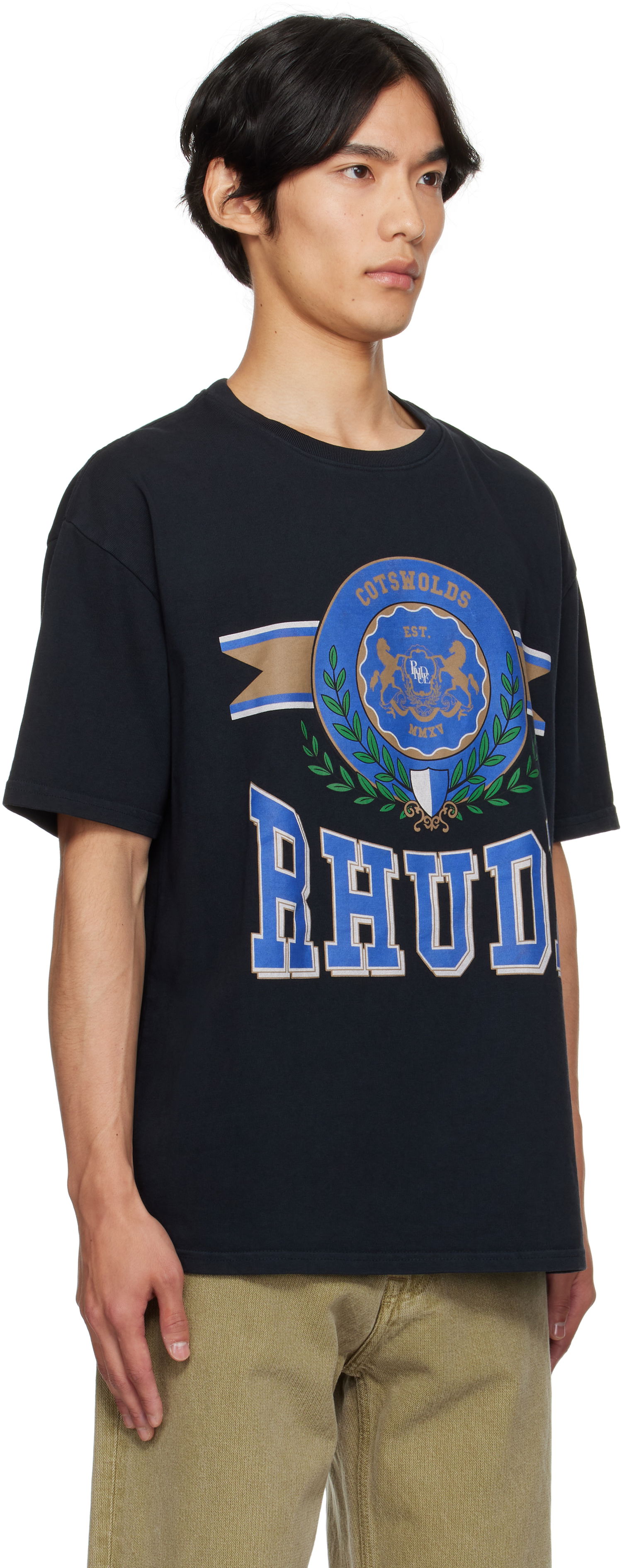 Тениска Rhude Rhude 'Cotswold' Crest Graphic Tee Черно | RHPF25TT06012, 1