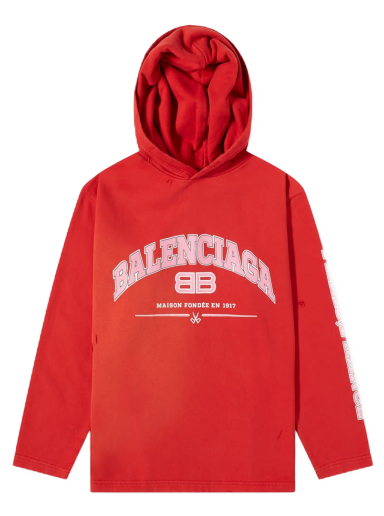 Суитчър Balenciaga Arch Logo Cropped Popover Hoody Червено | 670946-TLVJ3-6441