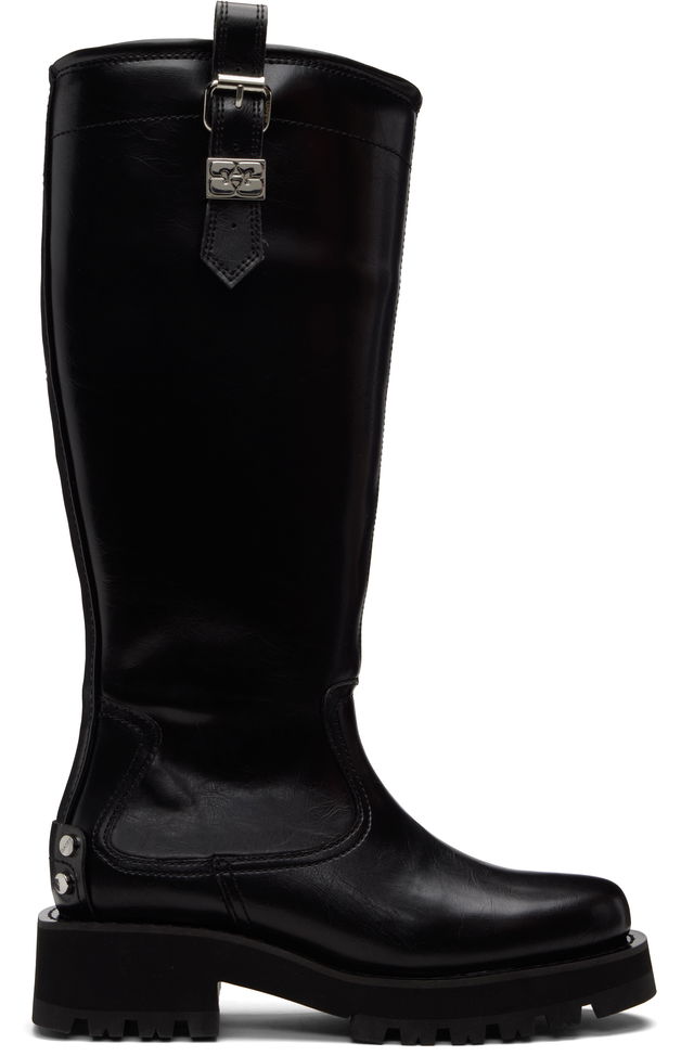 Knee-High Buckle Strap Lug Sole Boots