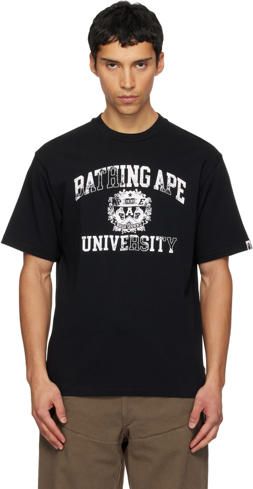 Тениска BAPE Spray Print College Logo T-shirt Черно | 001TEL801332M